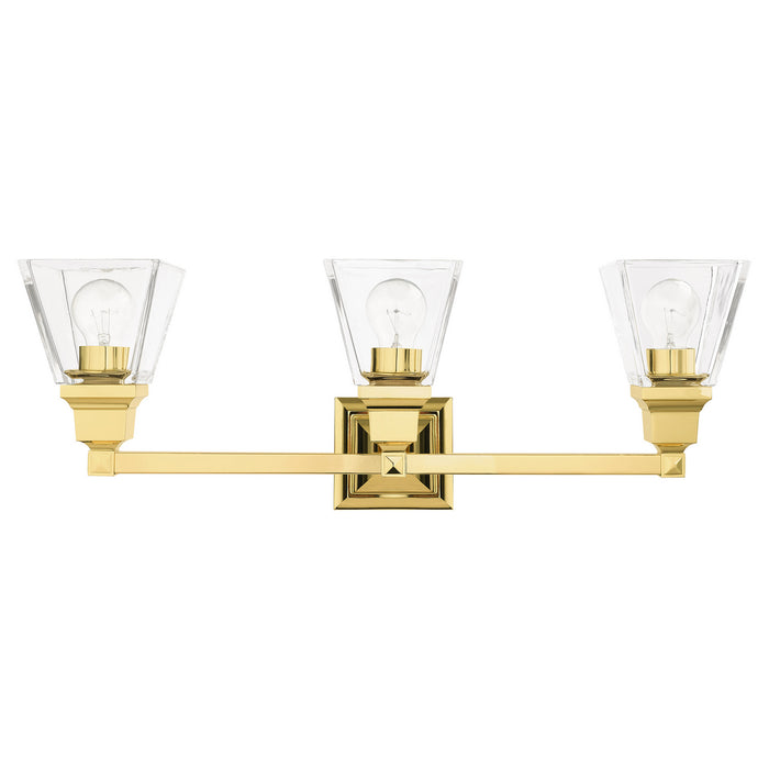 Three Light Vanity from the Mission collection in Polished Brass finish