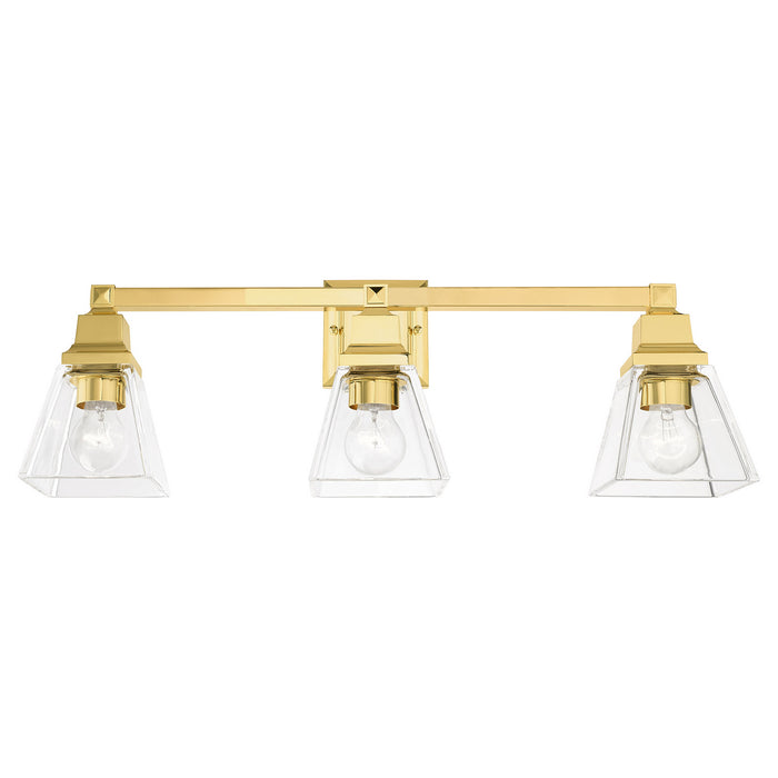Three Light Vanity from the Mission collection in Polished Brass finish