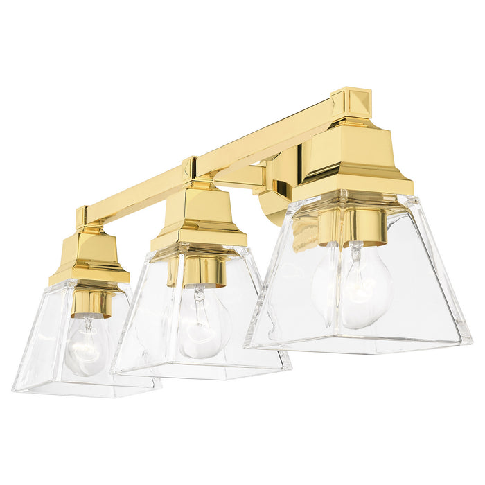 Three Light Vanity from the Mission collection in Polished Brass finish