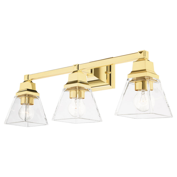 Three Light Vanity from the Mission collection in Polished Brass finish