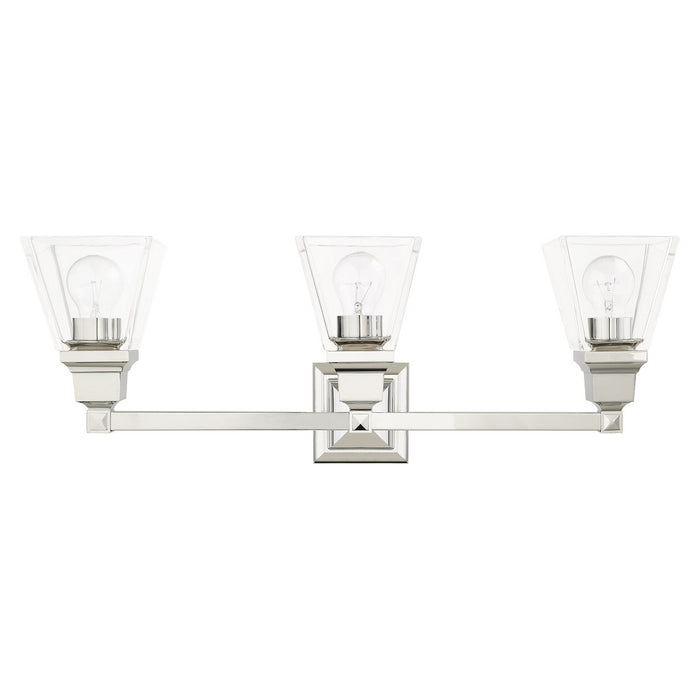Three Light Vanity from the Mission collection in Polished Chrome finish