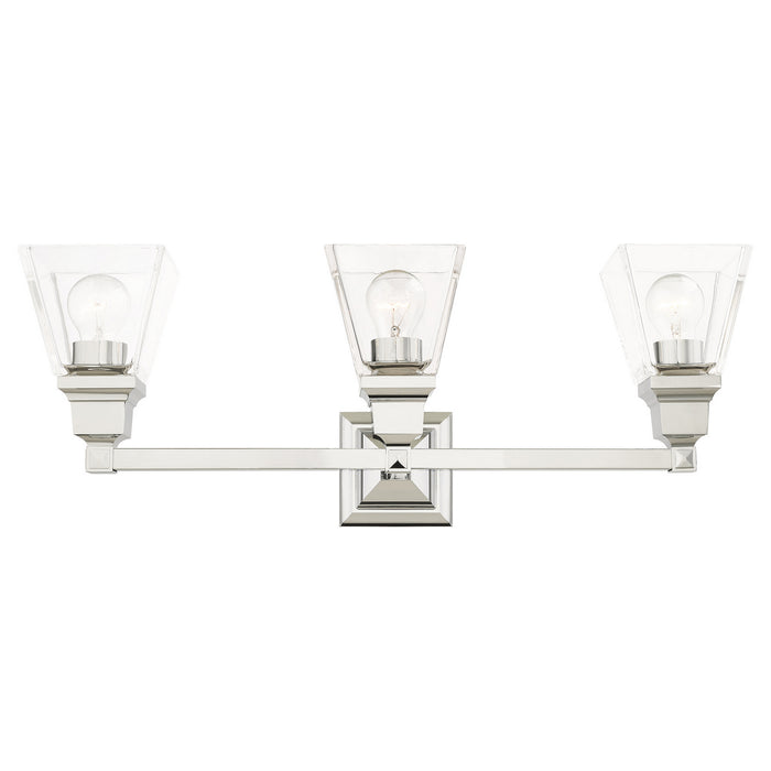 Three Light Vanity from the Mission collection in Polished Chrome finish