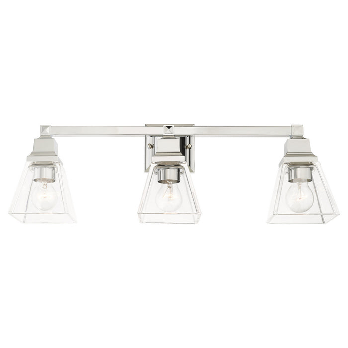 Three Light Vanity from the Mission collection in Polished Chrome finish