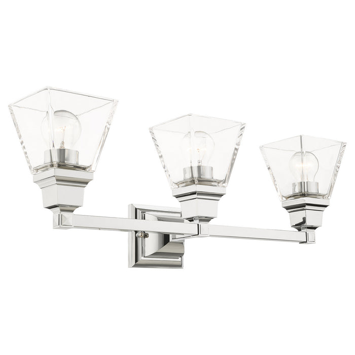 Three Light Vanity from the Mission collection in Polished Chrome finish