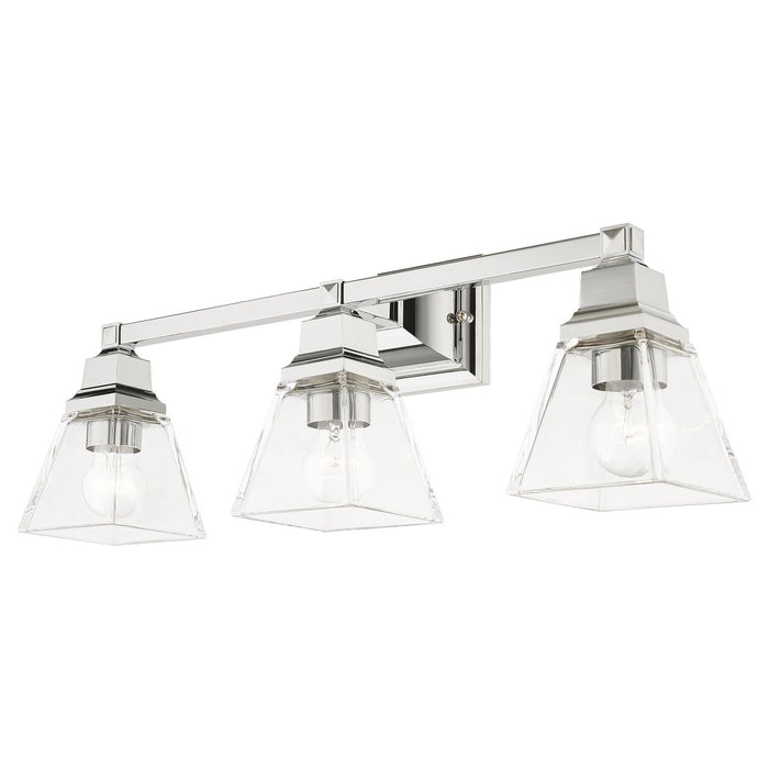 Three Light Vanity from the Mission collection in Polished Chrome finish