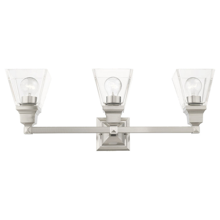 Three Light Vanity from the Mission collection in Brushed Nickel finish