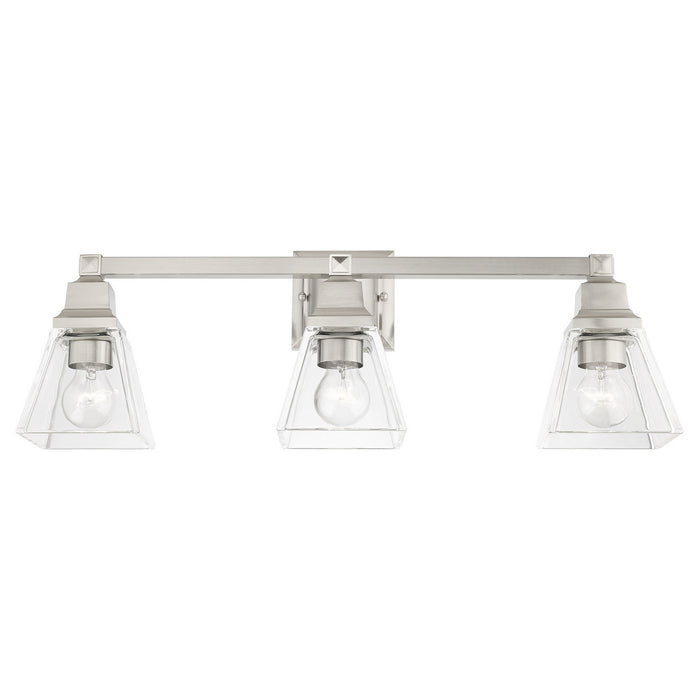Three Light Vanity from the Mission collection in Brushed Nickel finish
