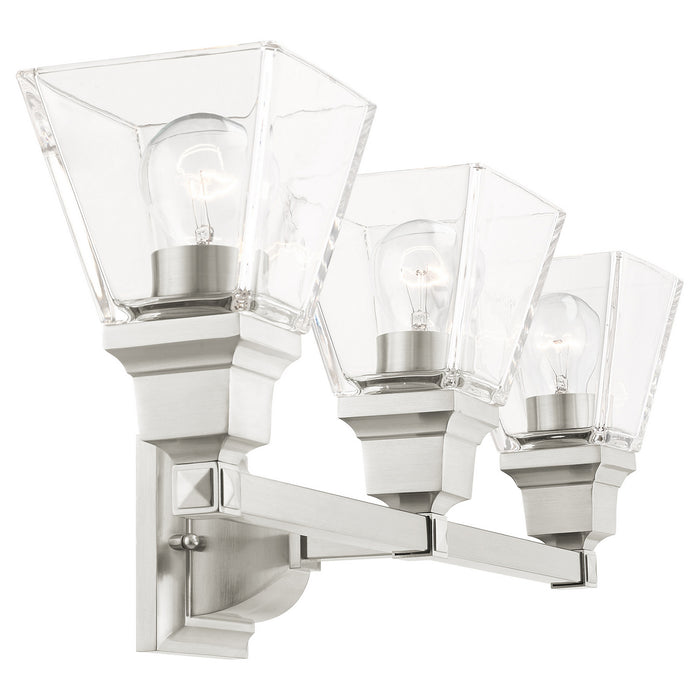 Three Light Vanity from the Mission collection in Brushed Nickel finish