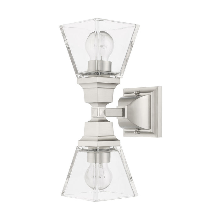 Two Light Wall Sconce from the Mission collection in Brushed Nickel finish