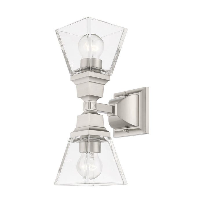 Two Light Wall Sconce from the Mission collection in Brushed Nickel finish