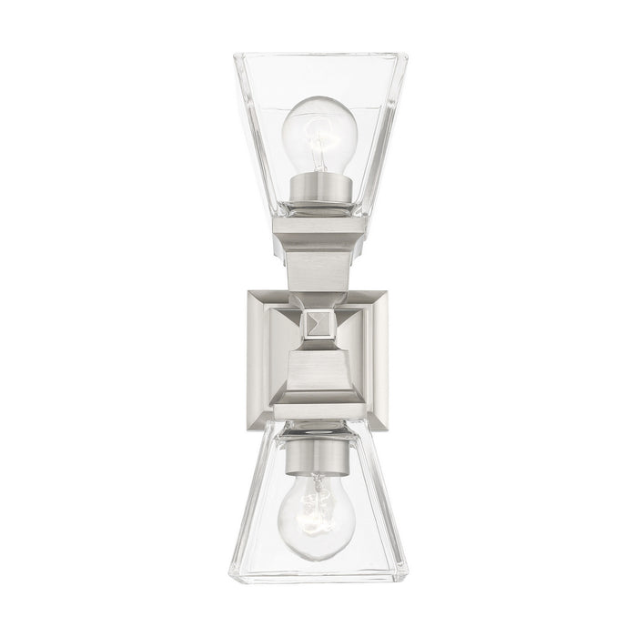 Two Light Wall Sconce from the Mission collection in Brushed Nickel finish