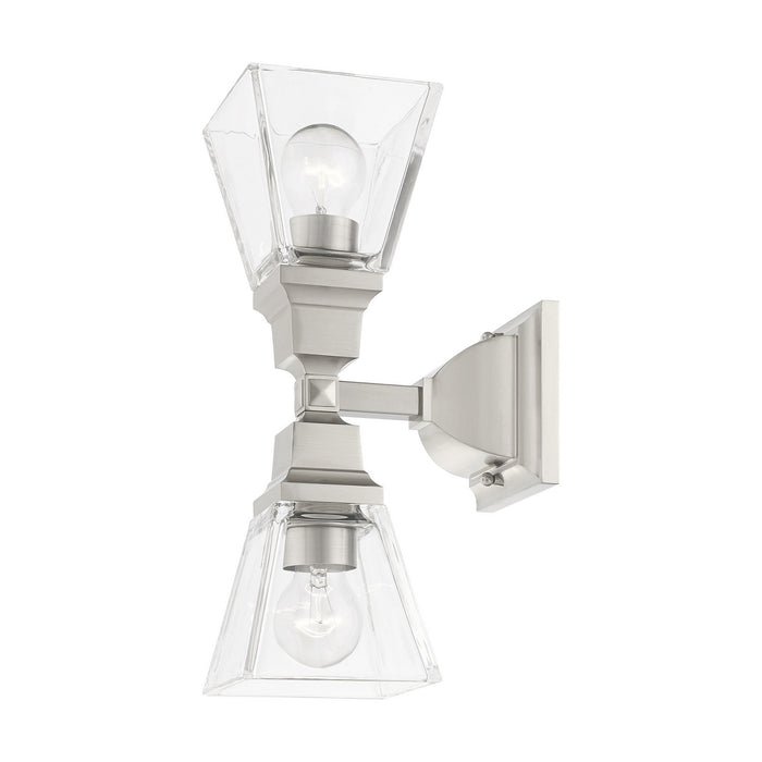 Two Light Wall Sconce from the Mission collection in Brushed Nickel finish