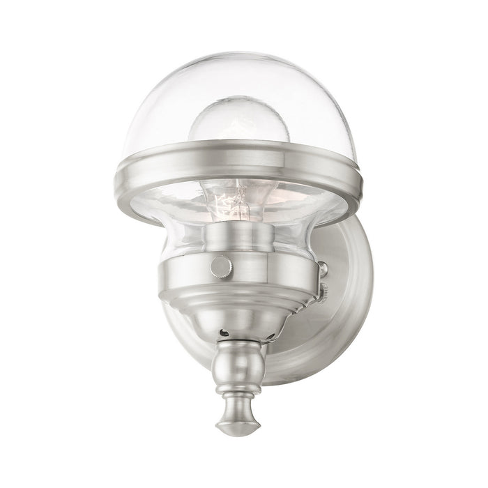 One Light Vanity from the Oldwick collection in Brushed Nickel finish