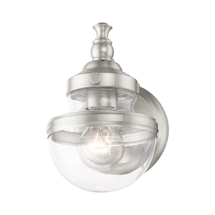 One Light Vanity from the Oldwick collection in Brushed Nickel finish