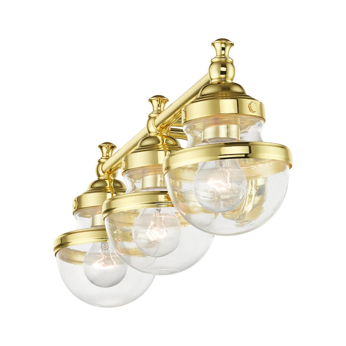 Three Light Vanity from the Oldwick collection in Polished Brass finish