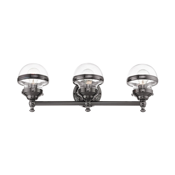 Three Light Vanity from the Oldwick collection in Polished Black Chrome finish
