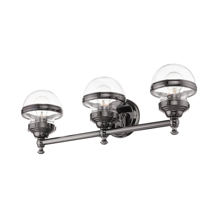 Three Light Vanity from the Oldwick collection in Polished Black Chrome finish