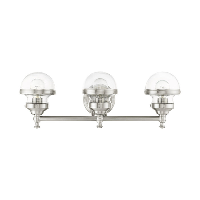 Three Light Vanity from the Oldwick collection in Brushed Nickel finish