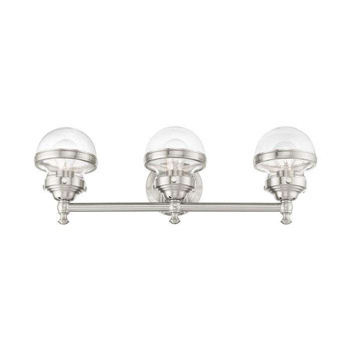 Three Light Vanity from the Oldwick collection in Brushed Nickel finish