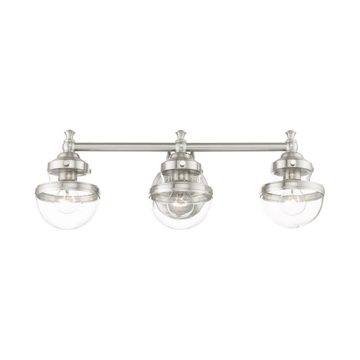 Three Light Vanity from the Oldwick collection in Brushed Nickel finish