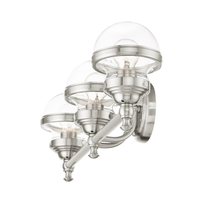 Three Light Vanity from the Oldwick collection in Brushed Nickel finish