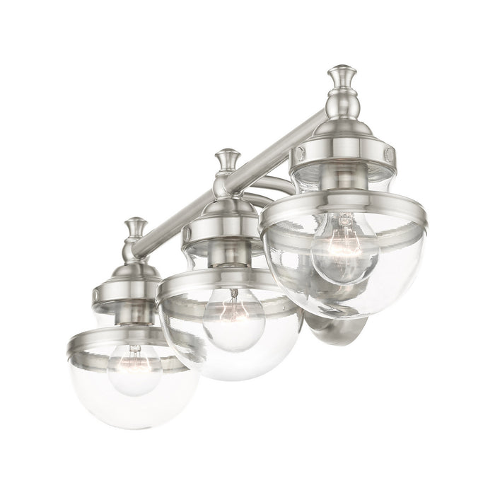 Three Light Vanity from the Oldwick collection in Brushed Nickel finish