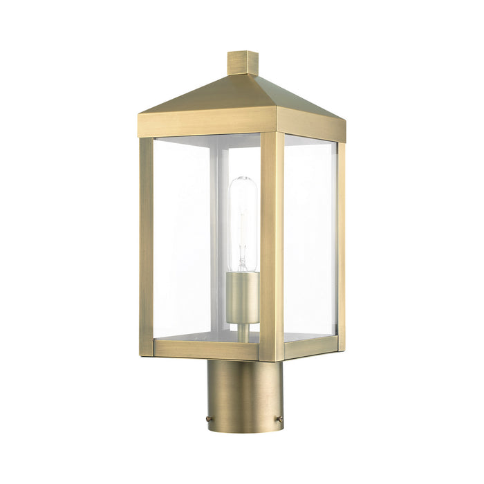 One Light Outdoor Post Top Lantern from the Nyack collection in Antique Brass finish