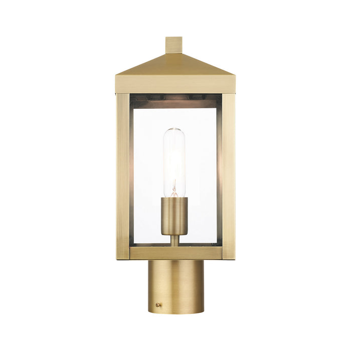 One Light Outdoor Post Top Lantern from the Nyack collection in Antique Brass finish