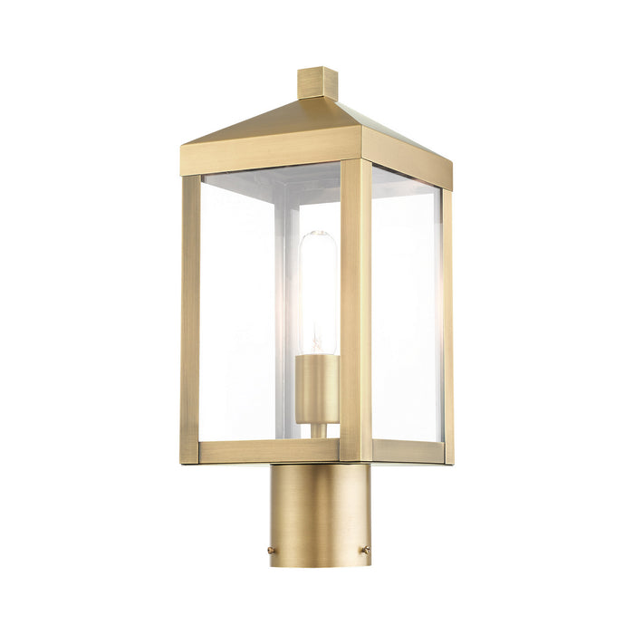 One Light Outdoor Post Top Lantern from the Nyack collection in Antique Brass finish