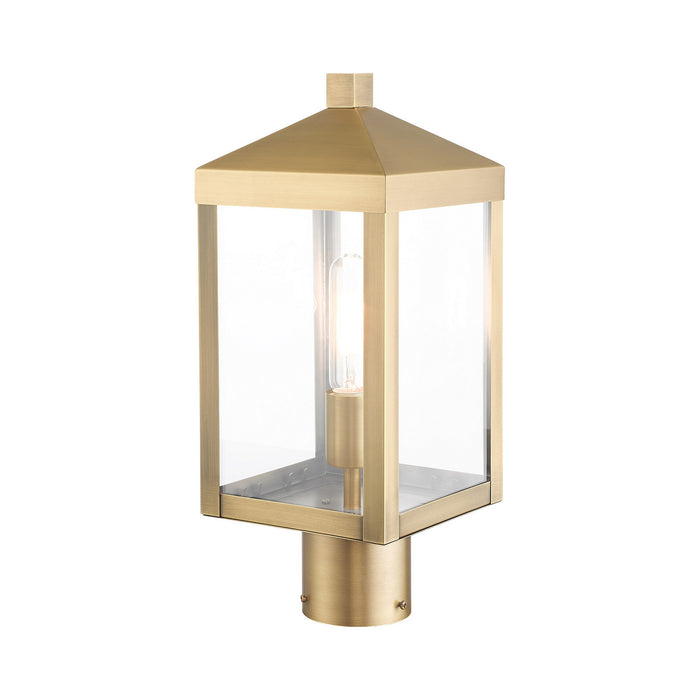 One Light Outdoor Post Top Lantern from the Nyack collection in Antique Brass finish