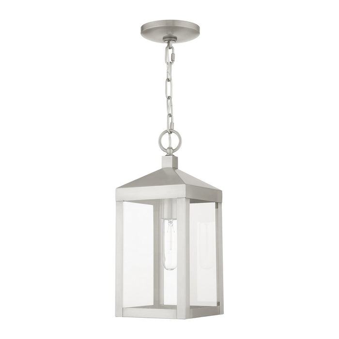 One Light Outdoor Pendant from the Nyack collection in Brushed Nickel finish