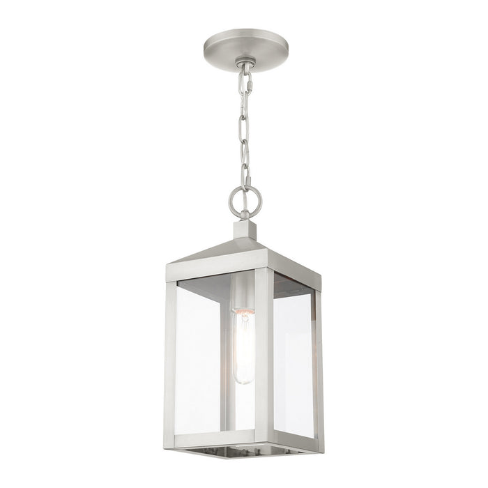 One Light Outdoor Pendant from the Nyack collection in Brushed Nickel finish