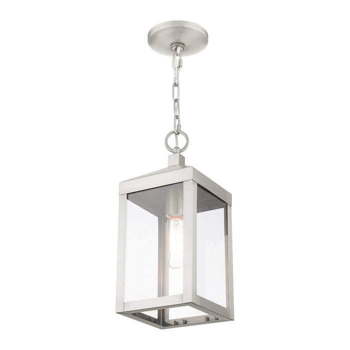 One Light Outdoor Pendant from the Nyack collection in Brushed Nickel finish