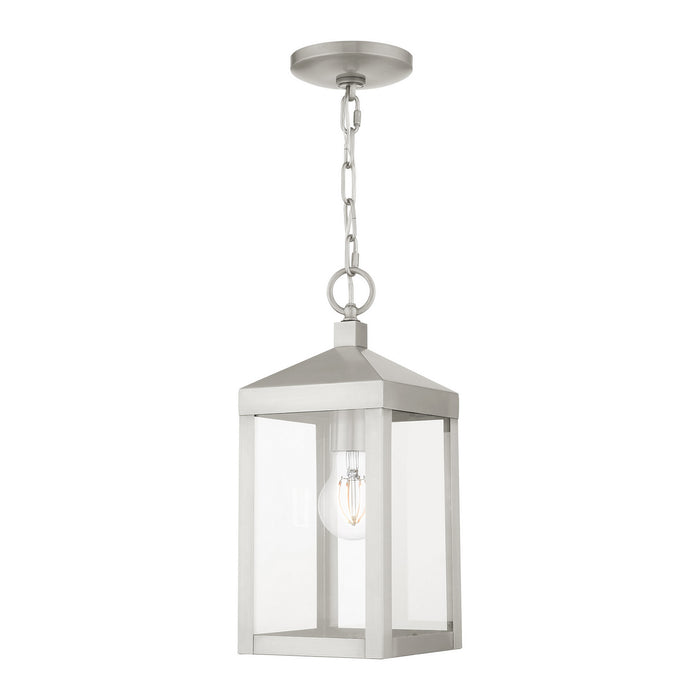 One Light Outdoor Pendant from the Nyack collection in Brushed Nickel finish