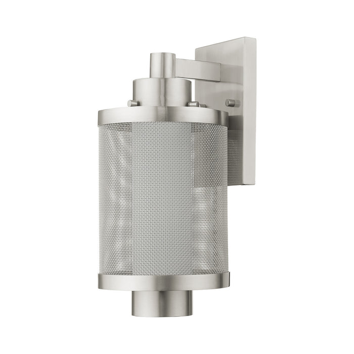 One Light Outdoor Wall Lantern from the Nottingham collection in Brushed Nickel finish