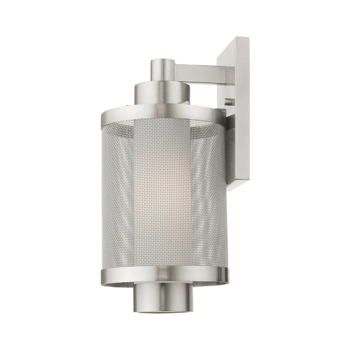 One Light Outdoor Wall Lantern from the Nottingham collection in Brushed Nickel finish