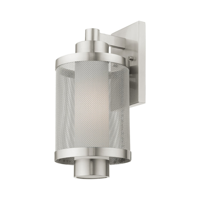 One Light Outdoor Wall Lantern from the Nottingham collection in Brushed Nickel finish