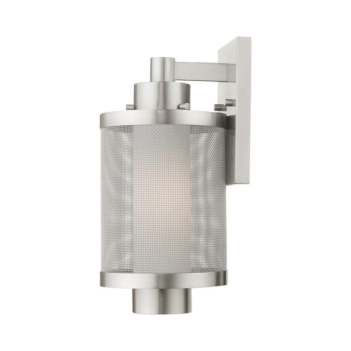 One Light Outdoor Wall Lantern from the Nottingham collection in Brushed Nickel finish