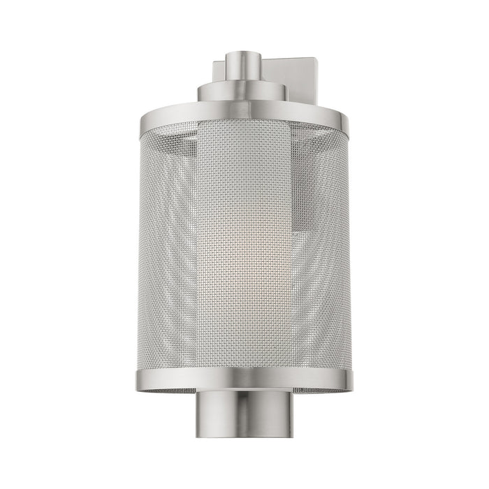 One Light Outdoor Wall Lantern from the Nottingham collection in Brushed Nickel finish