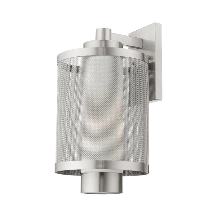 One Light Outdoor Wall Lantern from the Nottingham collection in Brushed Nickel finish