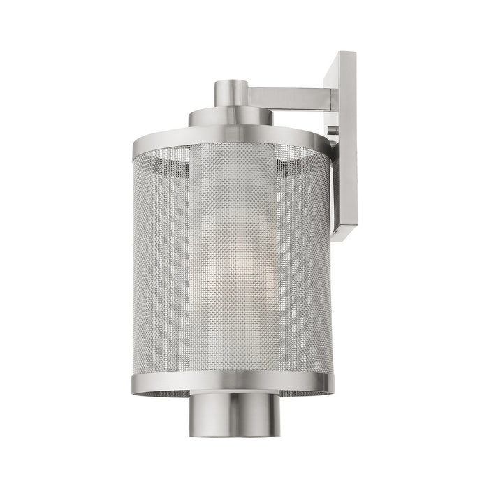 One Light Outdoor Wall Lantern from the Nottingham collection in Brushed Nickel finish