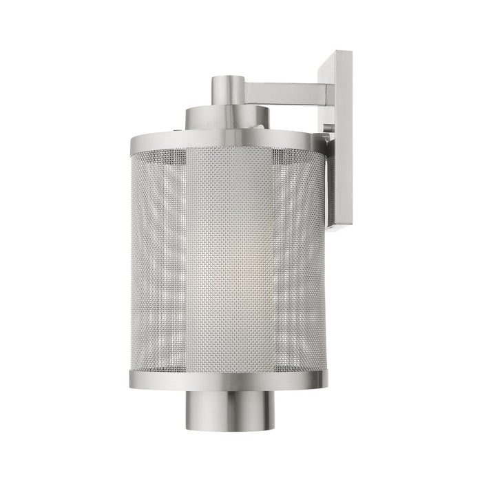 One Light Outdoor Wall Lantern from the Nottingham collection in Brushed Nickel finish