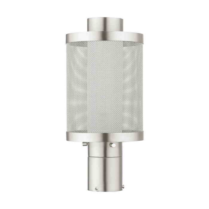One Light Outdoor Post Top Lantern from the Nottingham collection in Brushed Nickel finish