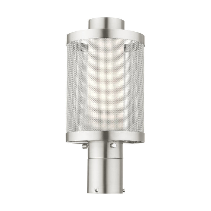 One Light Outdoor Post Top Lantern from the Nottingham collection in Brushed Nickel finish