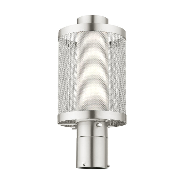 One Light Outdoor Post Top Lantern from the Nottingham collection in Brushed Nickel finish
