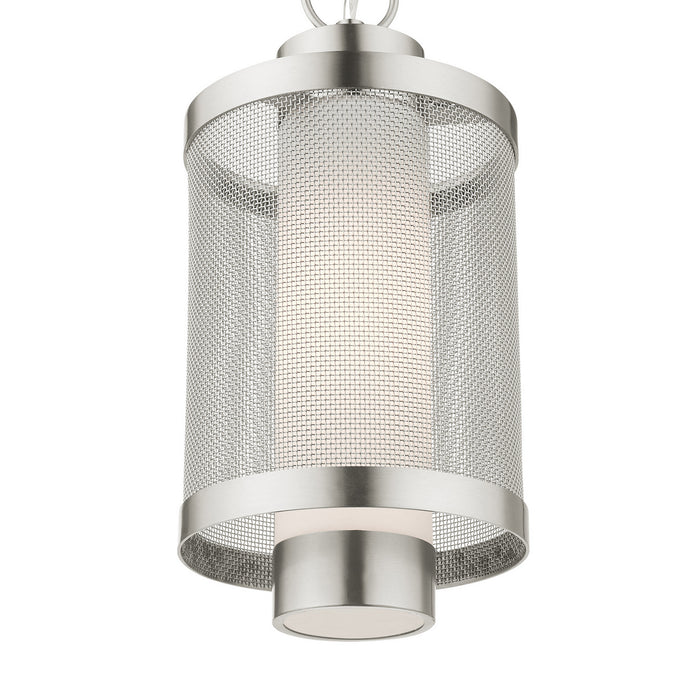 One Light Outdoor Pendant from the Nottingham collection in Brushed Nickel finish