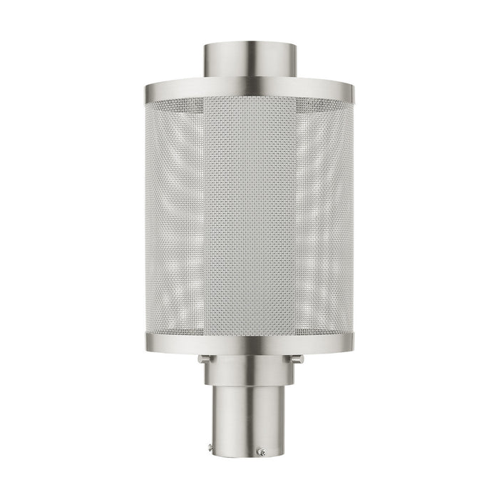 One Light Outdoor Post Top Lantern from the Nottingham collection in Brushed Nickel finish