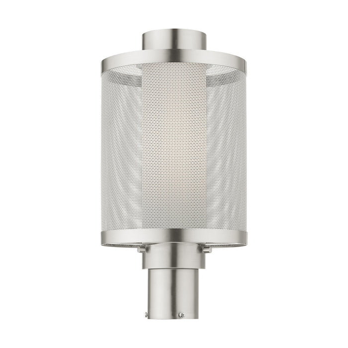 One Light Outdoor Post Top Lantern from the Nottingham collection in Brushed Nickel finish