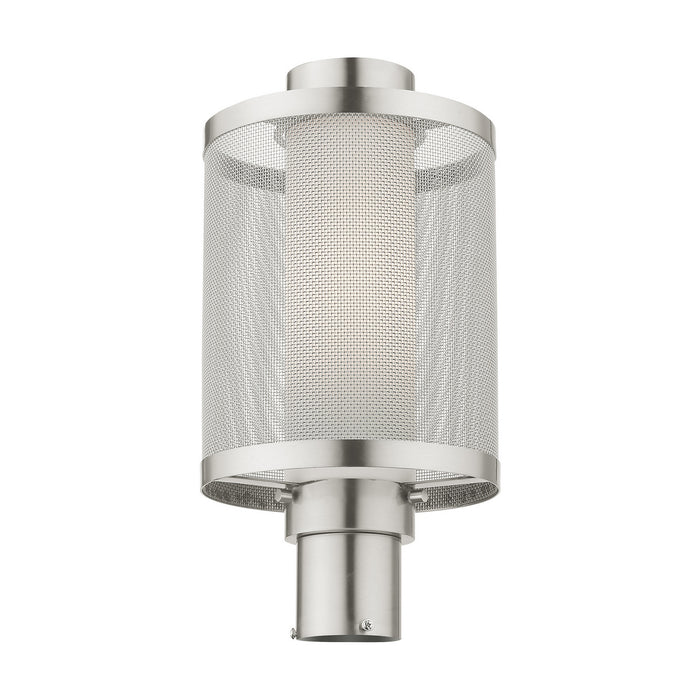 One Light Outdoor Post Top Lantern from the Nottingham collection in Brushed Nickel finish