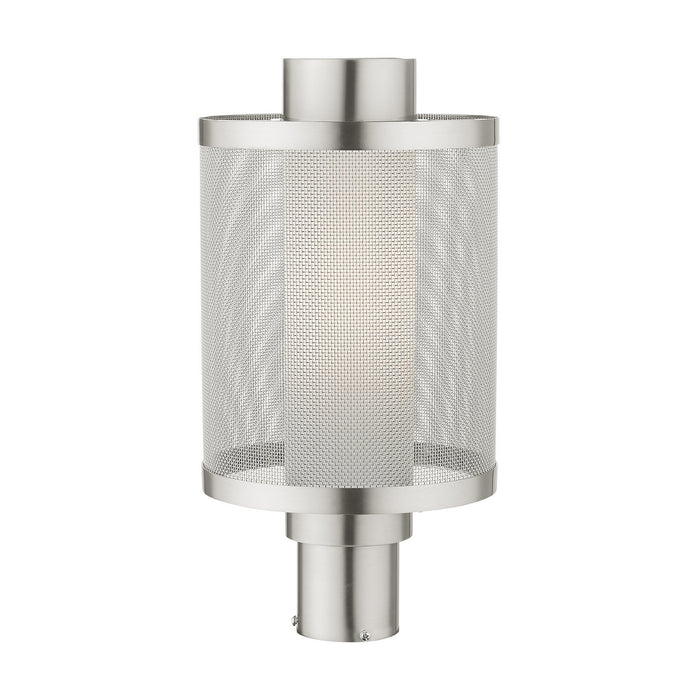 One Light Outdoor Post Top Lantern from the Nottingham collection in Brushed Nickel finish